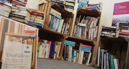 Borrow a book or DVD from our free library at Moss Wood